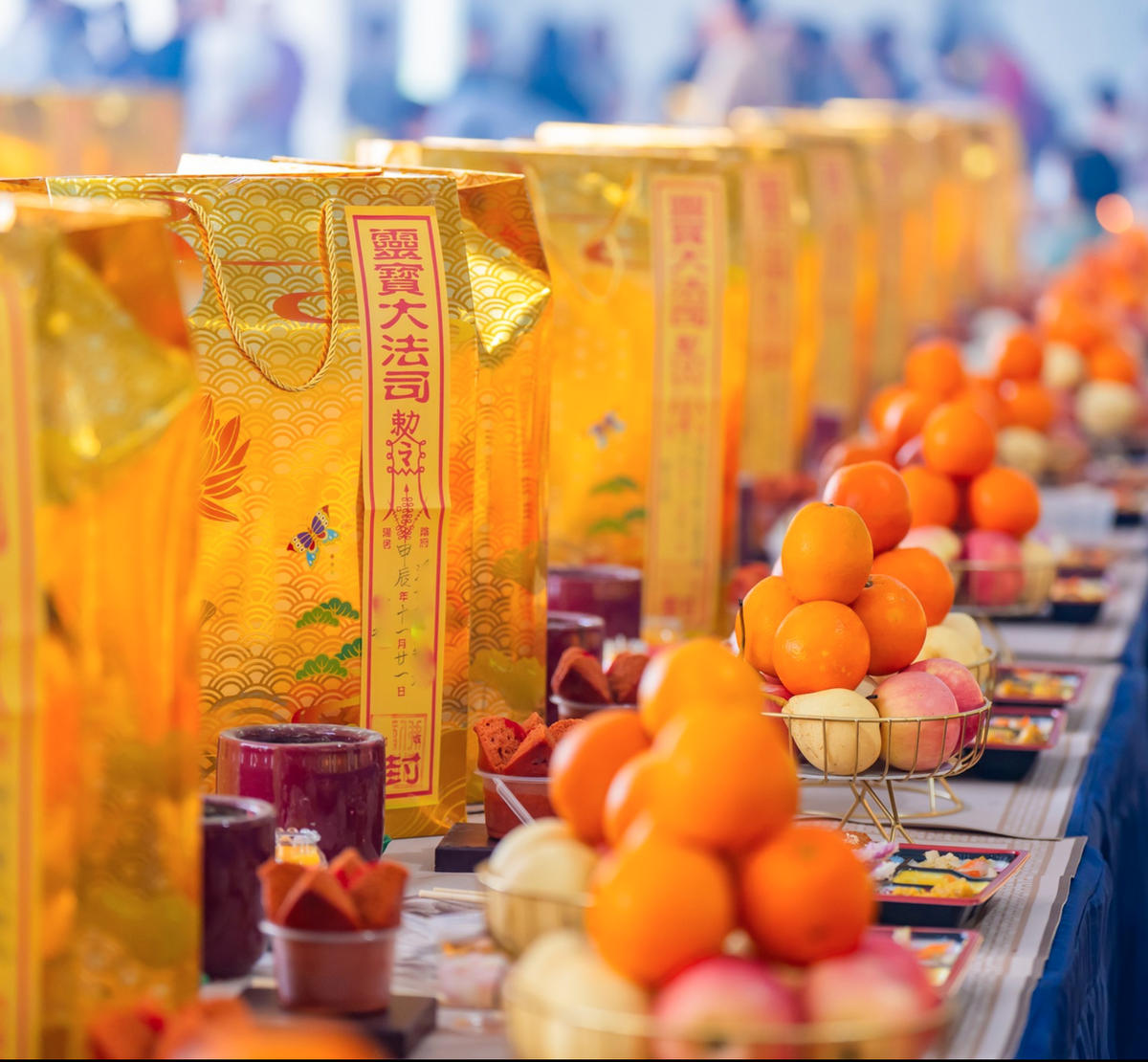 Prayer offerings and fruit prepared for the Pray on Behalf service
